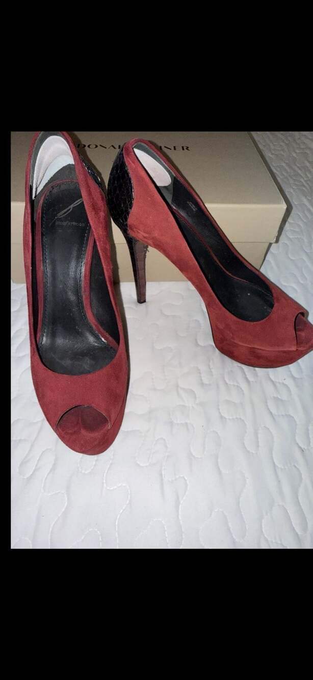 Brian Atwood Blayne Suede Snakeskin Peep Toe Size 8